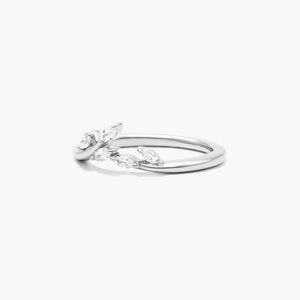14K White Gold Marquise Leaf Lab Grown Diamond <b>Open</b> <b>Ring</b> - Product Image 3