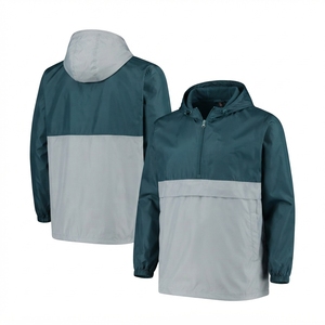 Chaqueta Impermeable con Capucha y Bloques de Color Unisex, Media Cremallera, Resistente al Agua, Poliéster, Ropa de Exterior para Adultos, Ajuste Regular - Product Image 4