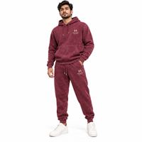MANGOES FASHION Survêtement unisexe en molleton 100% coton marron à capuche, manches longues, couleur unie, pantalon de survêtement à cordon de serrage, streetwear
