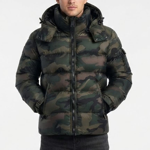 Manteau d'hiver camouflage pour homme à fort potentiel de vente, avec capuche, col montant, fermeture éclair, épais, décontracté, imperméable, en polyester - Product Image 1