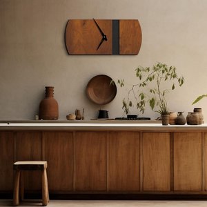 Reloj de Pared de Péndulo de Madera Iroko Sólida de Diseño Moderno - Decoración de Pared - Reloj de Madera Contemporáneo - Product Image 1