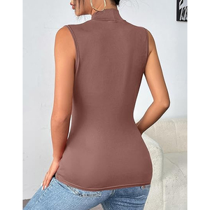 Body sans manches à col montant pour femme, coupe ajustée, extensible, couleur unie, décontracté, basique, tendance, pour l'été - Product Image 6