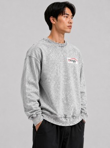 Sudadera Personalizada para Hombre con Efecto Desgastado y Opción de Bordado, Tejido Suave y Aspecto Lavado, Sudadera de Moda para Hombre con Efecto Desgastado - Product Image 2