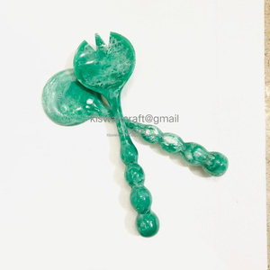 Best Quality Modern Design Acrylic/Resin Beaded Long Handle Green Pattern <b>Salad</b> Servers <b>Salad</b> <b>Tools</b> Dishwasher Safe Customizable - Product Image 1