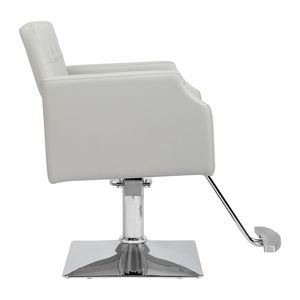Poltrona da Barbiere in Pelle PVC Grigia da 150 kg con Telaio Quadrato in Lega di Alluminio, Pompa Olio Alta, Pedale a Rivetto, Durevole e Confortevole - Product Image 3