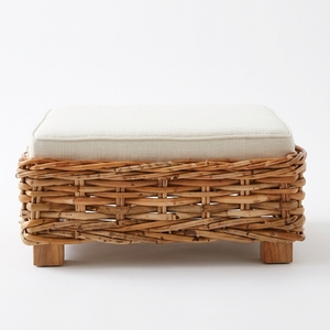 New Modern Minimalist Chunky Woven Rattan Ottoman <b>Stool</b> Wood Eco-Friendly Outdoor <b>Garden</b> Patio Living Seating Accent Chair Box - Product Image 1