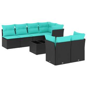 Conjunto de Sofás de Patio de Ratán Sintético Negro Moderno con Cojines, Muebles de Exterior para 8 Personas, Diseño Contemporáneo - Product Image 4