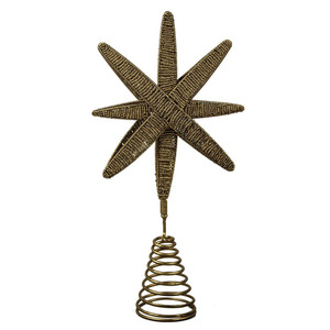 Handmade <b>Golden</b> Wire <b>Christmas</b> <b>Tree</b> Topper Featuring A Multi-Point Star Design And Spiral Base Elegant Holiday Decoration - Product Image 2