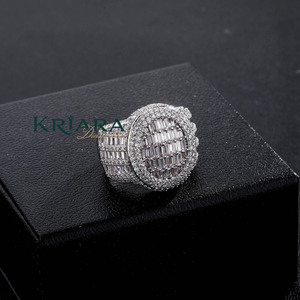 Women's 925 Silver 18K <b>Gold</b> Moissanite <b>Cocktail</b> <b>Ring</b> Baguette Cut Pave Setting Geometric Luxury Wedding <b>Ring</b> - Product Image 3