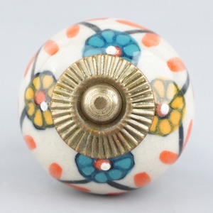 Boutons de tiroir et poignées de meuble contemporains en céramique moutarde de qualité supérieure, faits à la main, motif petite fleur, pour chambre et hôtel - Product Image 5