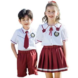 Uniforme Escolar para Niñas, Conjunto de Dos Piezas, Camisa Blanca y Falda Roja de Algodón, Uniforme para Estudiantes de Primaria - Product Image 5