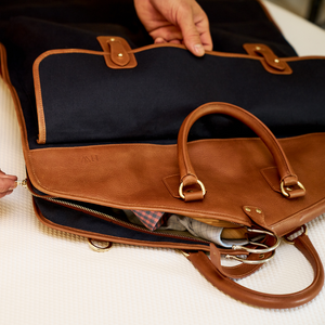 Sac fourre-tout en cuir et toile OEM de haute qualité pour vêtements, pliable, pour costumes, voyages d'affaires et shopping LCGB-0035 - Product Image 6