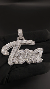 Colgante con Letra Tua, Plata de Ley 925 Maciza, Aleación Plateada, Cristal, Diamantes de Imitación, Estilo Hiphop, Amuleto Unisex, Regalo - Product Image 2