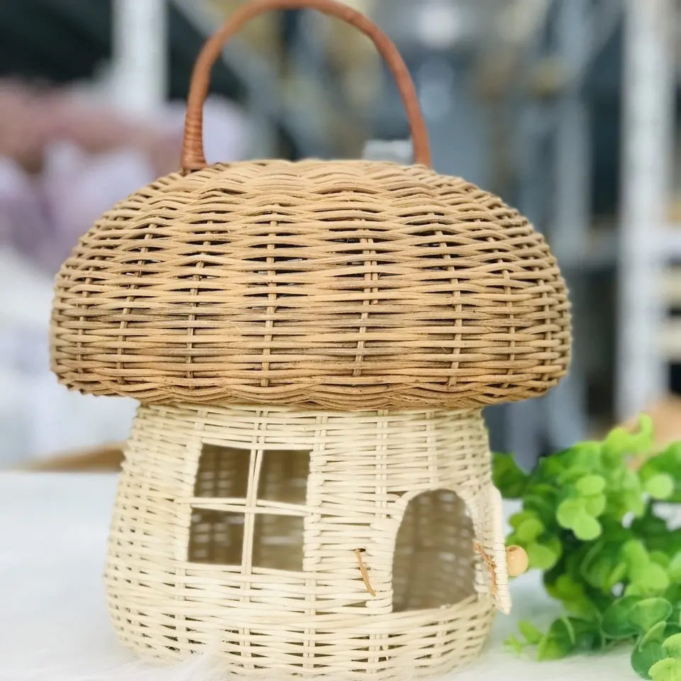 Manufacturer Mushroom house shaped rattan for decor kids room decor Nordic wicker and rattan furniture item hot selling online