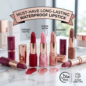 Long-Lasting Waterproof Moist <b>Lipstick</b> Must-Have Creamy Matte Shimmer Sheer Satin <b>Custom</b> Colors Halal ISO Certified 3-Year Shelf - Product Image 1