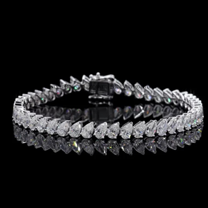 Pulsera de tenis de moissanita VVS de plata de ley 925 con corte de pera, joyería de lujo, proveedor mayorista - Product Image 1