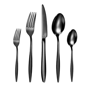 Ensemble de couverts de table modernes en acier inoxydable à finition lisse pour mariages, banquets et dîners familiaux décontractés - Product Image 5