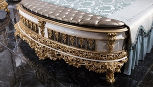 Luxury Royal Mahogany Wood <b>Bedroom</b> Set Gold Carved King Size Bed with Grand Wardrobe 2 Nightstands and <b>Dressing</b> <b>Table</b> Set - Product Image 3