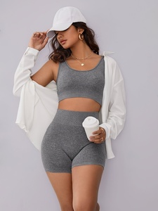 Ensemble de yoga deux pièces pour femmes de haute qualité, leggings sans couture en spandex tissé taille haute et soutien-gorge de sport, logo personnalisé, marque privée, vente en gros - Product Image 5