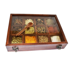 Boîte à épices rectangulaire en bois d'acacia, ustensiles de cuisine, boîte à épices en bois, boîte de rangement multifonction pour épices et herbes, outils - Product Image 6