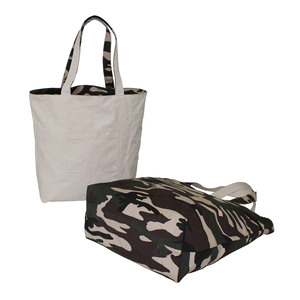 Sac de courses en toile de coton naturel 12 oz, imprimé camouflage, en mélange de polyviscose biodégradable, écologique, avec une poche et une poignée intégrée - Product Image 2