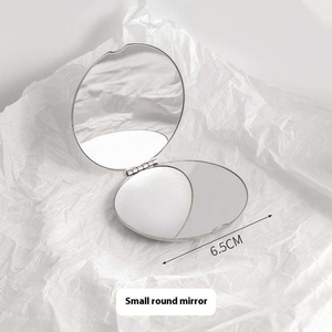 Miroir de maquillage pliable compact de poche double face en acier inoxydable avec logo personnalisé - Product Image 5