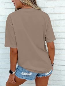 T-shirts d'été pour femmes 100% coton, imprimés graphiques, t-shirts DTF, col rond, manches courtes, amples et confortables - Product Image 6