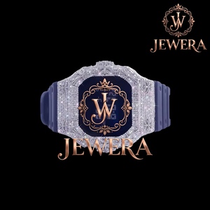 Reloj de Pulsera de Lujo con Diamantes de Imitación en Goma Morada Mossinate de Primera Calidad, Elegante Reloj de Pulsera con Diamantes de Imitación en Goma Blanca Mossinate - Product Image 1