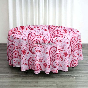 Mantel Redondo Navideño con Estampado Indio, Mantel de Algodón Hecho a Mano con Diseño Floral - Product Image 5