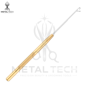 Aiguille à crochet micro-anneau pour extensions capillaires avec manche en métal doré, outil professionnel pour salon de coiffure - Product Image 3