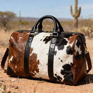 Real Leather Hair On Duffle <b>Bag</b> Cowhide Weekender Travel <b>Bag</b> Vintage Large Capacity Carry On Luggage LHDB-0003 - Product Image 1