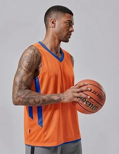 Camiseta Deportiva sin Mangas Naranja y Azul, Cuello en V, Ligera, de Poliéster, para Hombre y Mujer - Product Image 2