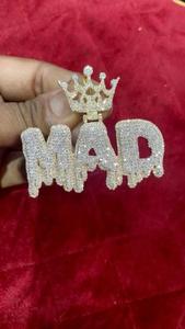 Pendentif Hip Hop de luxe « MAD » avec lettre personnalisée, collier Bling, bijoux de style streetwear - Product Image 4