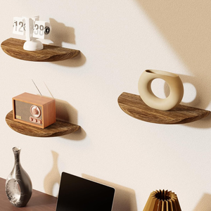 Estantes Flotantes de Madera Maciza Smart Art para Pared, Estantes Colgantes Semicirculares para Almacenamiento en Pared, Decoración de Pared para Habitación, Juego de 2 - Product Image 1