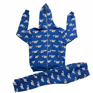 Survêtement d'hiver noir à fermeture éclair intégrale avec motif imprimé lettres blanches, unisexe, décontracté, en coton 100% épais, coupe mi-longue, jambes larges, poches latérales - Product Image 6