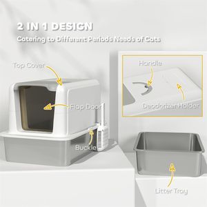 Lettiera Intelligente XXL per Gatti con Pulizia Automatica, Toilette per Animali Domestici con Ampio Spazio Interno per Soggiorno, in Legno, Conveniente - Product Image 5