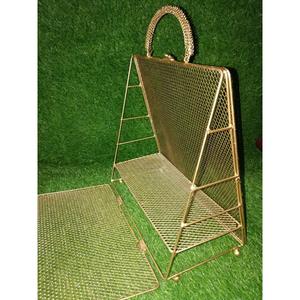 Luxury Metal <b>Mesh</b> Gift <b>Basket</b> With Handle Novelty Gifts Gold Finish Handicrafts Metal Customizable Gift Hamper <b>Baskets</b> For Sale - Product Image 1