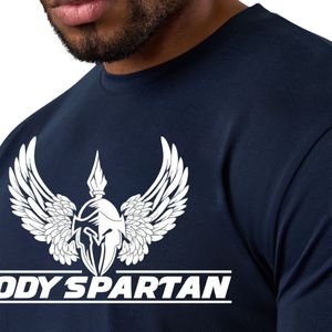 Camiseta con estampado gráfico azul marino para hombre, cuello redondo, manga corta, atlética, para gimnasio, entrenamiento, ropa deportiva informal, ropa deportiva - Product Image 3