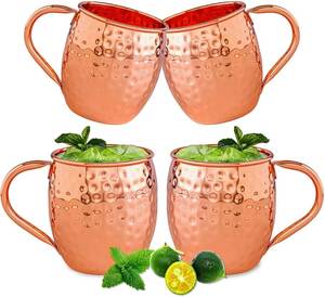 Tasses à mule en cuivre festives, tasses classiques Moscow Mule, vaisselle à cocktail, accessoires de bar faits à la main, articles cadeaux pour célébrations, collection - Product Image 6