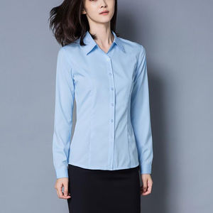 เสื้อเชิ้ตผู้หญิงสีขาว แฟชั่นแขนยาว คอปก ทรงปกติ ติดกระดุม เสื้อเชิ้ตทำงาน สง่างาม ซักแห้ง ผ้าฝ้าย 100% - Product Image 5