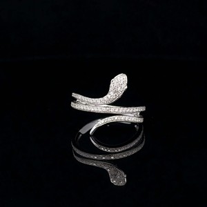 0.63 CTW Round Lab Grown Diamond Snake 14K White Gold Ring, Statement Animal Jewelry, <b>Unique</b> Anniversary <b>Gift</b> <b>for</b> <b>Her</b> - Product Image 1