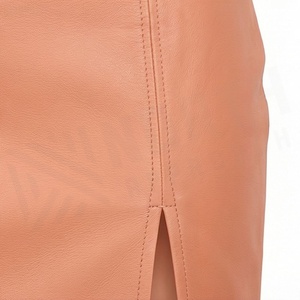 Minifalda de Cintura Alta para Mujer, de Piel Sintética, con Abertura Lateral, Color Sólido, Diseño Minimalista, para Todas las Temporadas - Product Image 5