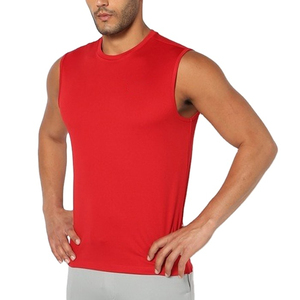Camiseta sin mangas de secado rápido, transpirable, estilo vintage con decoración de encaje, 100% poliéster, teñido liso, chaleco para correr, gimnasio, sin costuras, para hombre - Product Image 1