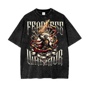 DISCOVER-IMPEX 2026 T-shirt graphique vintage noir délavé à l'acide pour homme, coupe oversize, en coton premium, style streetwear - Product Image 1