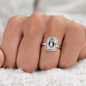 Classic Cushion Cut 3Ct Moissanite Solitaire Ring 925 Sterling Silver Rhodium Plated Father Wishes Gift For Birthday Anniversary - Product Image 3