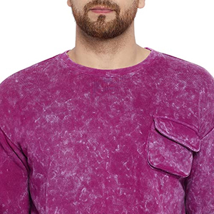 Ensemble de survêtement d'hiver délavé à l'acide pour homme, coupe ample, avec patch personnalisé, 2 pièces (T-shirt à manches longues et pantalon long) - Product Image 6
