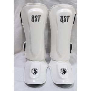 Espinilleras de Boxeo QST Blancas con Acolchado de PU, Protección para Muay Thai, MMA, Artes Marciales, Entrenamiento, Ligeras, Cierre de Velcro - Product Image 2