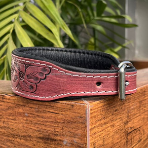 Wholesale High Quality Adjustable Hand Tooled Leather Durable <b>Dog</b> <b>Collars</b> Handmade Heavy Duty Genuine Cowhide Leather Pet <b>Collar</b> - Product Image 2