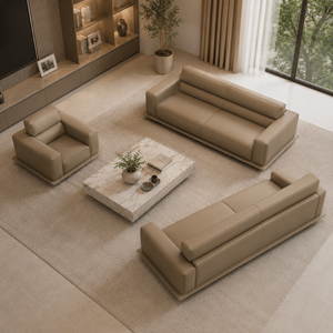 Juego de Sofás Modernos de Lujo con Tapicería de Tela Premium, Cojines de Espuma HR de 40 Densidad y Estructura de Madera de Roble Americano Sólido para Sala de Estar - Product Image 3