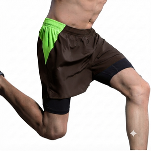 Pantalones Cortos Deportivos Personalizados para Hombre, Color Marrón Oscuro, Cintura Alta, Acanalados, para Gimnasio, Casual, Correr, con Bolsillos en Contraste, al por Mayor, Oxford - Product Image 1